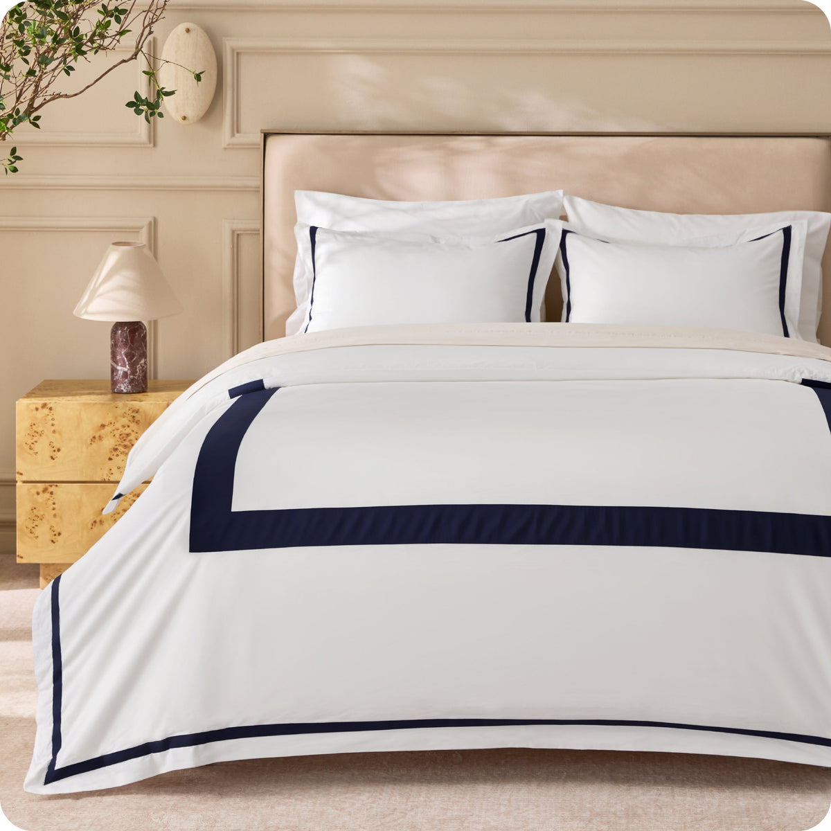Cotton Embroidered Hotel Duvet Cover Set