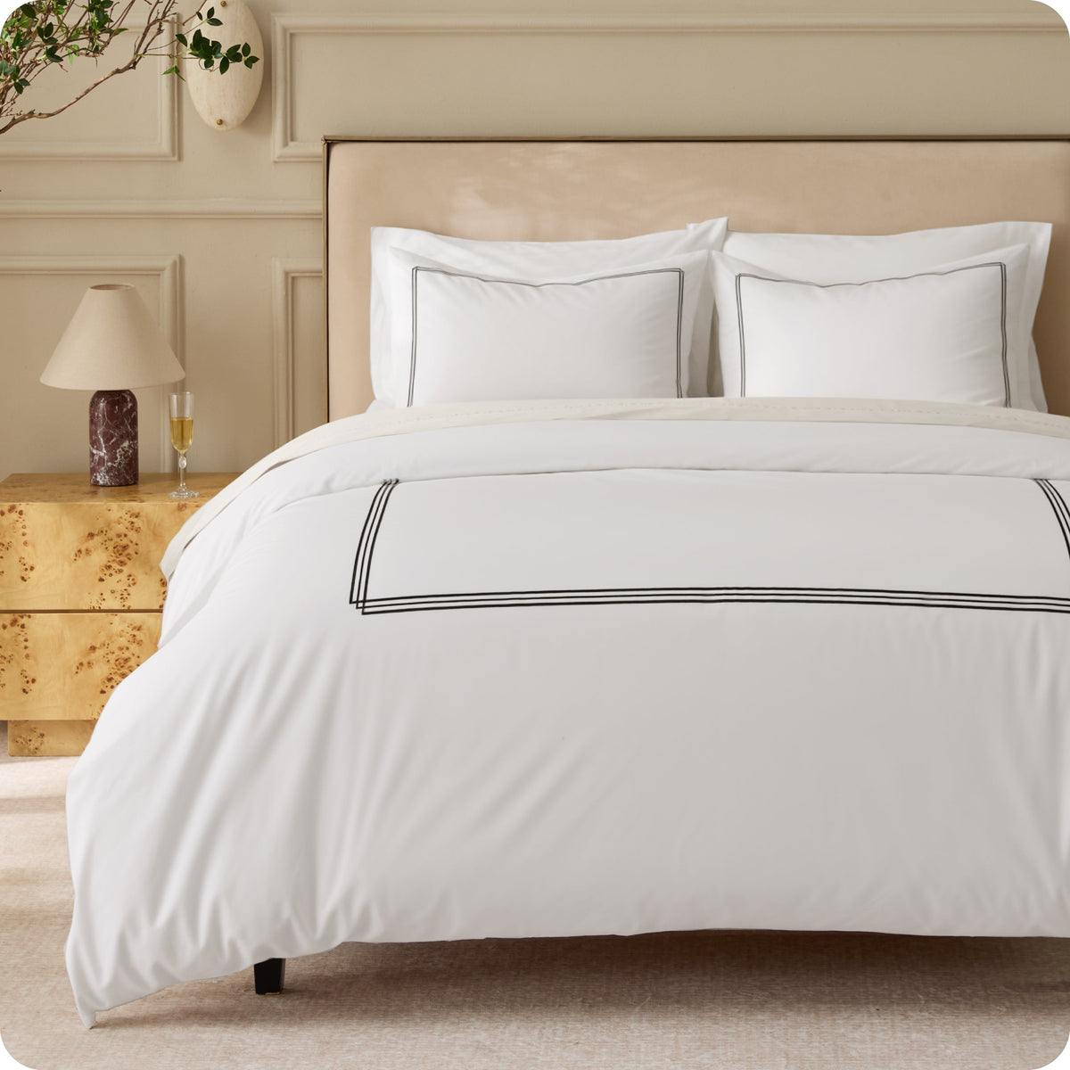 Cotton Embroidered Hotel Duvet Cover Set
