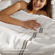 Cotton Embroidered Hotel Duvet Cover Set