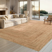 Faux Cashmere Print Jute-Look Area Rug