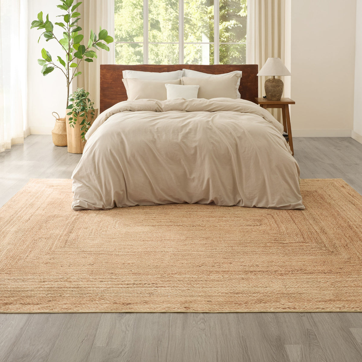 Faux Cashmere Print Jute-Look Area Rug