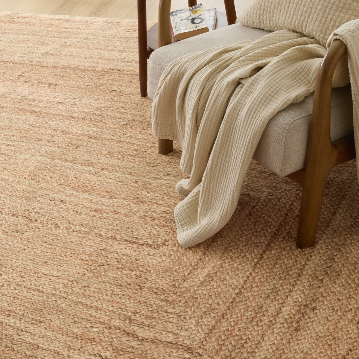 Faux Cashmere Print Jute-Look Area Rug