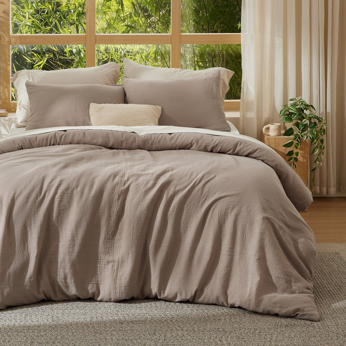 Rayon From Bamboo Cotton Muslin Duvet Cover Set
