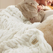 Double-sided Faux Fur Ruched Blanket
