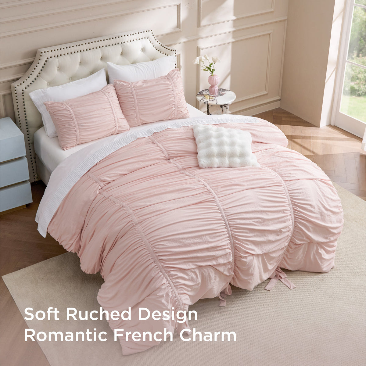 Ruched Bow Comforter Set