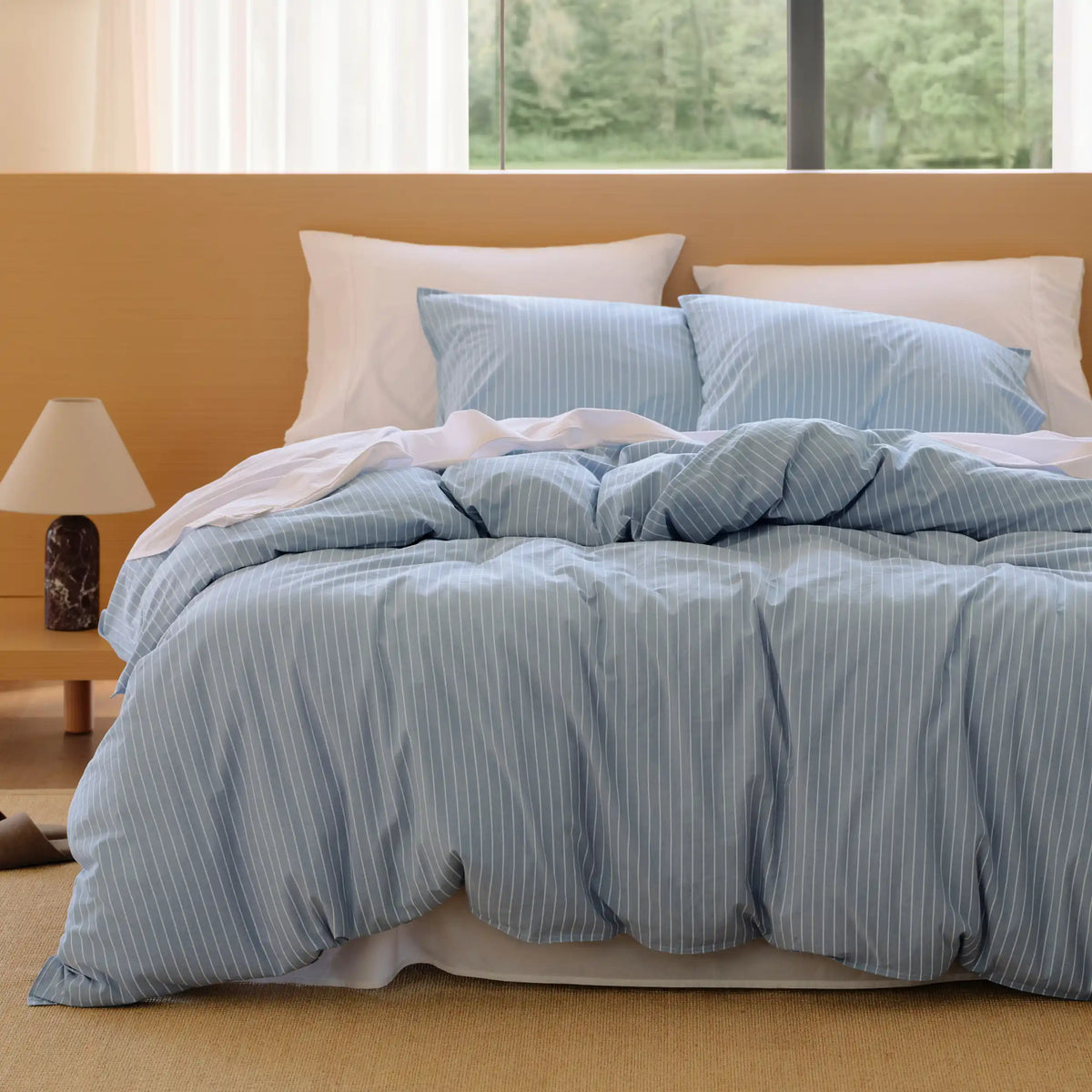 Washed Cotton Striped Duvet Cover Set