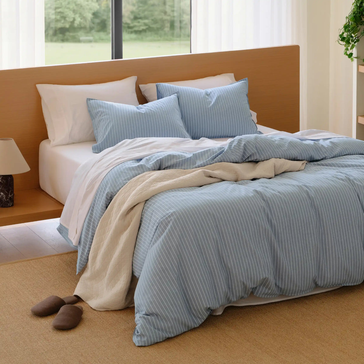Washed Cotton Striped Duvet Cover Set