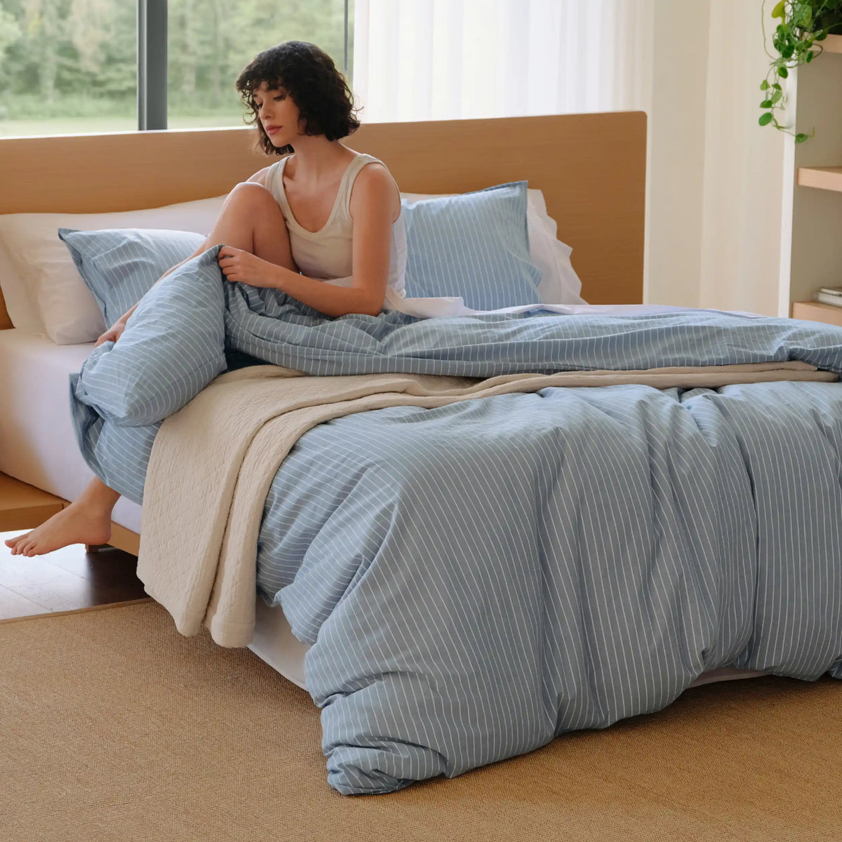 Washed Cotton Striped Duvet Cover Set