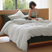 Washed Cotton Striped Duvet Cover Set