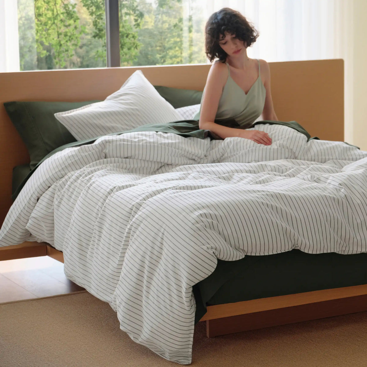 Washed Cotton Striped Duvet Cover Set