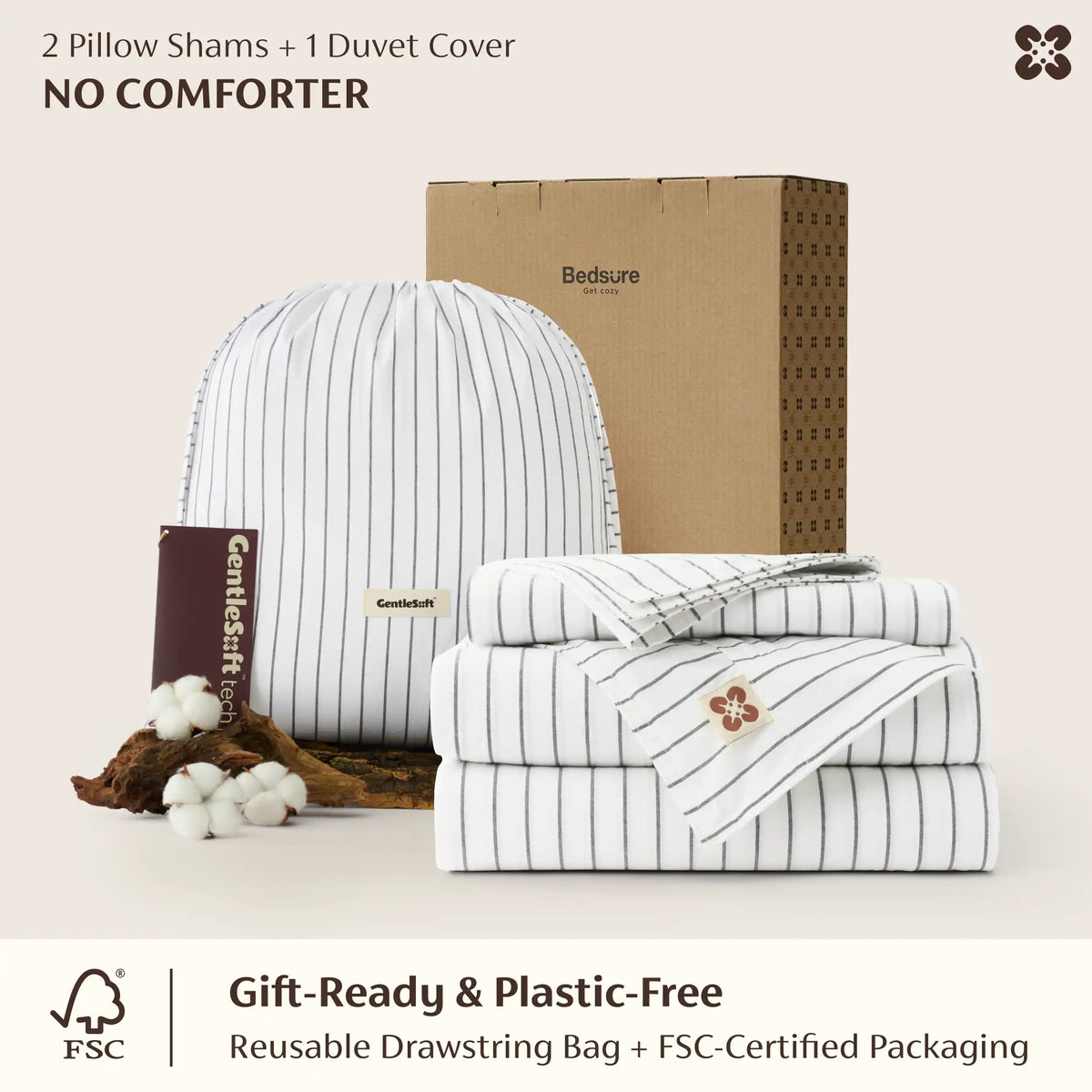 Washed Cotton Striped Duvet Cover Set