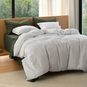 Washed Cotton Striped Duvet Cover Set