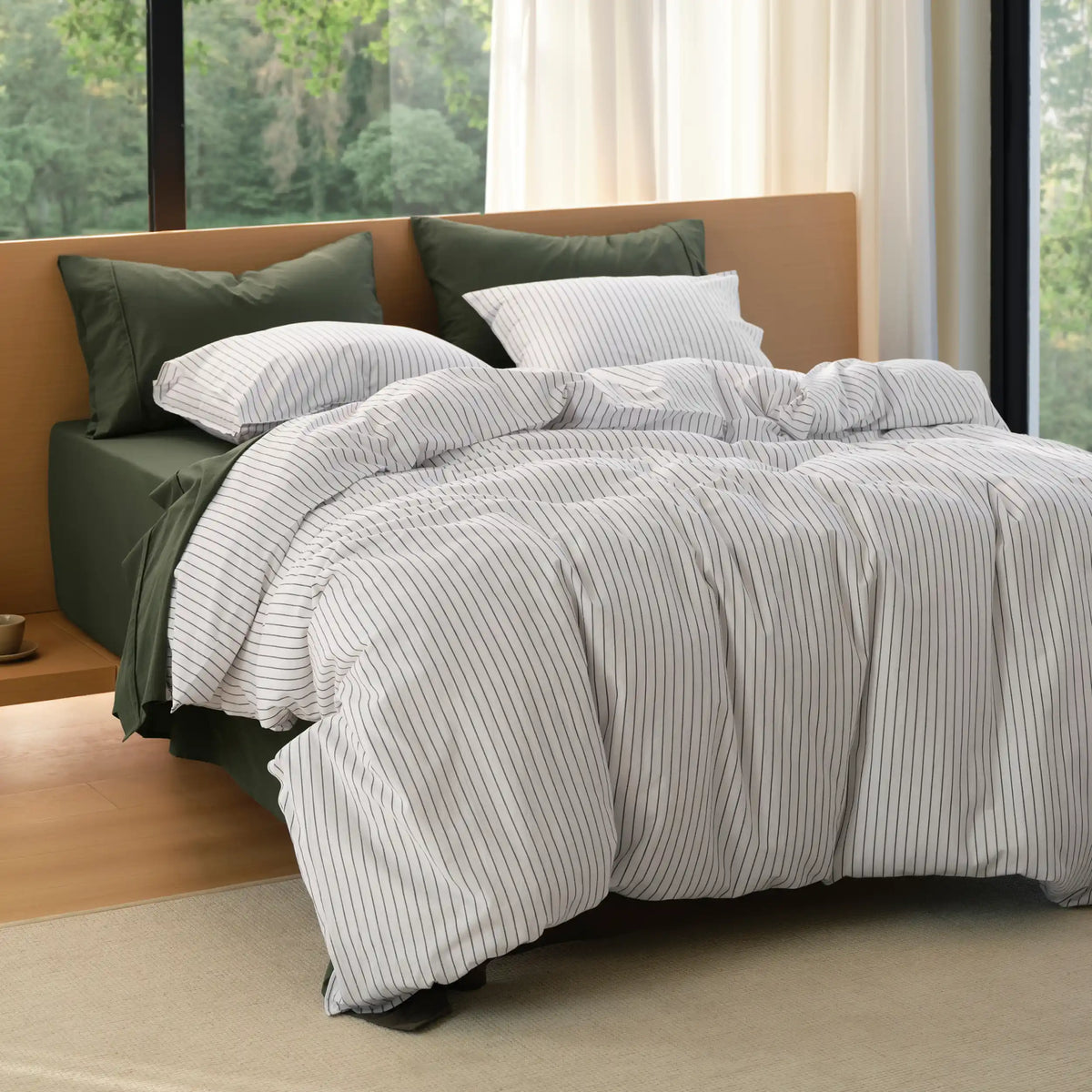 Washed Cotton Striped Duvet Cover Set