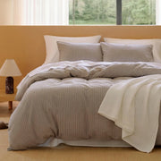 Washed Cotton Striped Duvet Cover Set