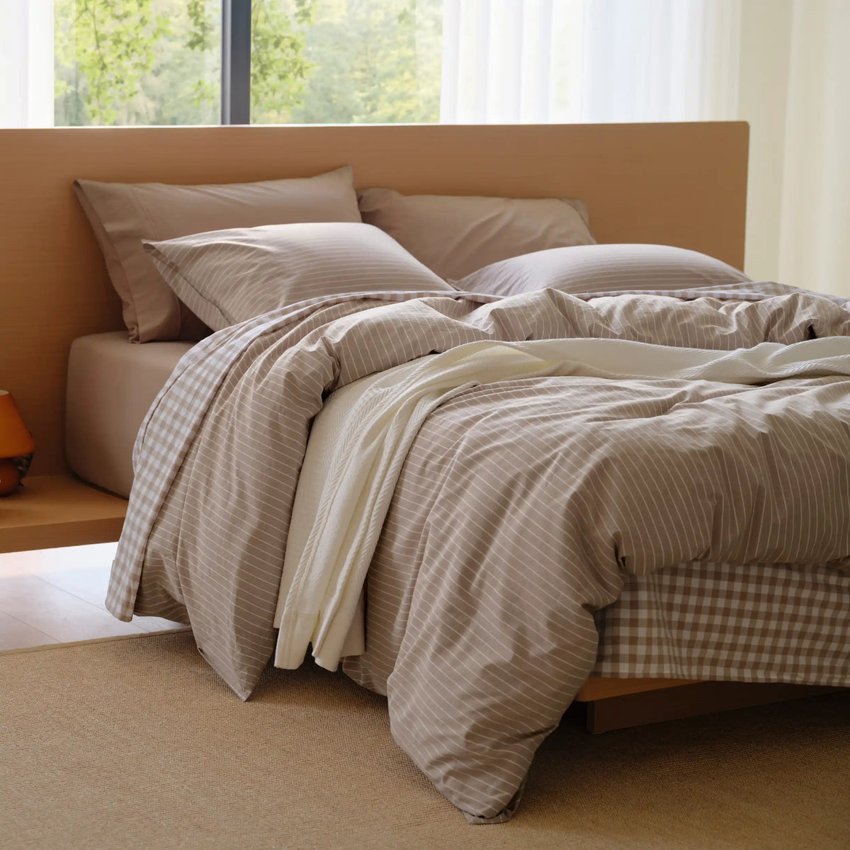 Washed Cotton Striped Duvet Cover Set