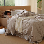 Washed Cotton Striped Duvet Cover Set