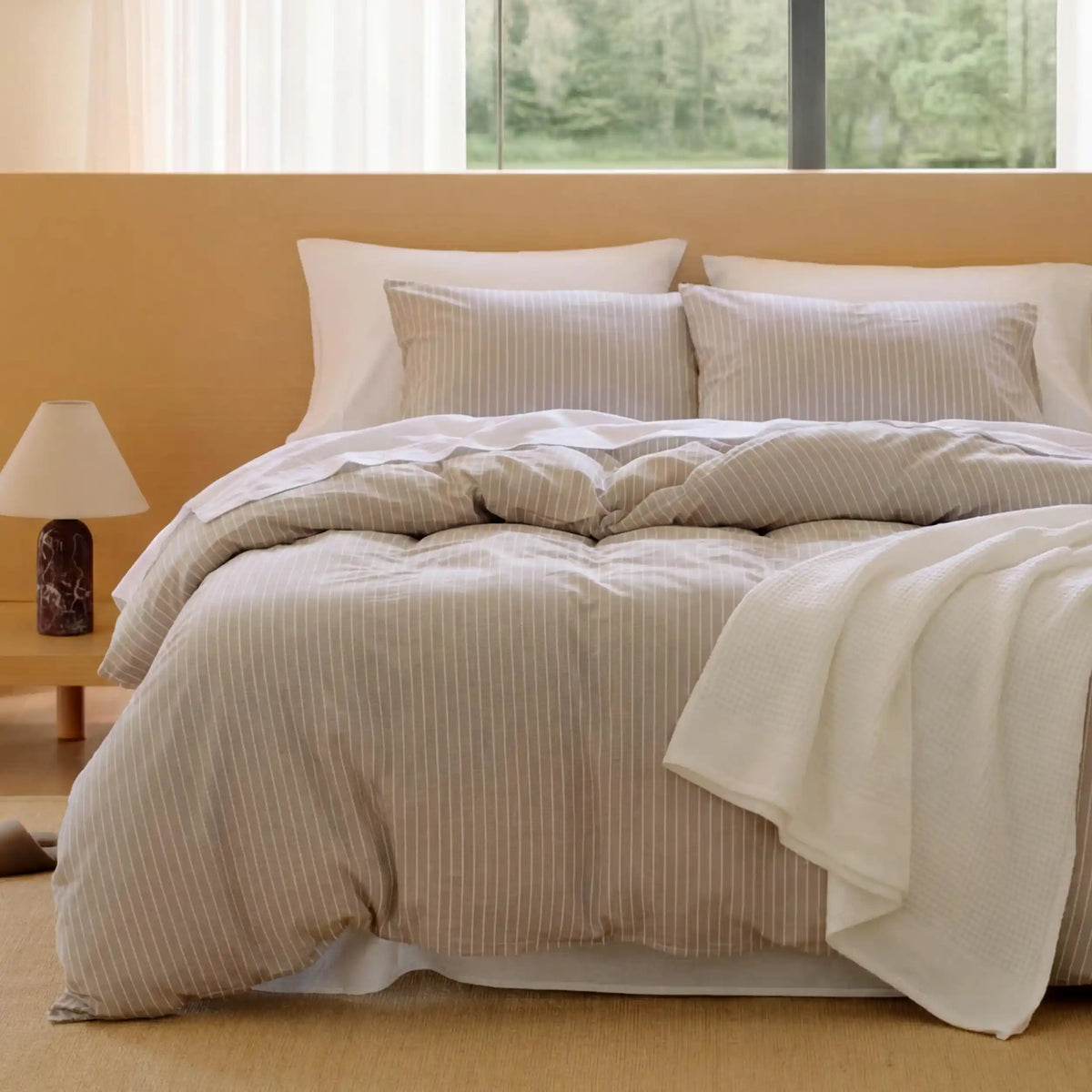 Washed Cotton Striped Duvet Cover Set