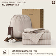 Washed Cotton Striped Duvet Cover Set