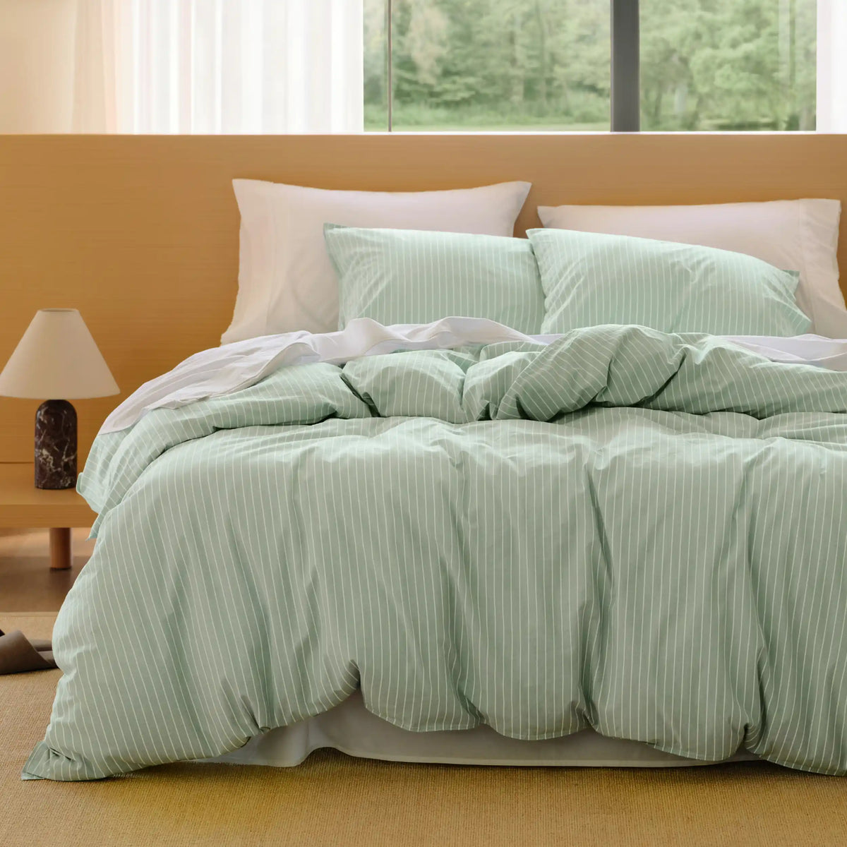 Washed Cotton Striped Duvet Cover Set