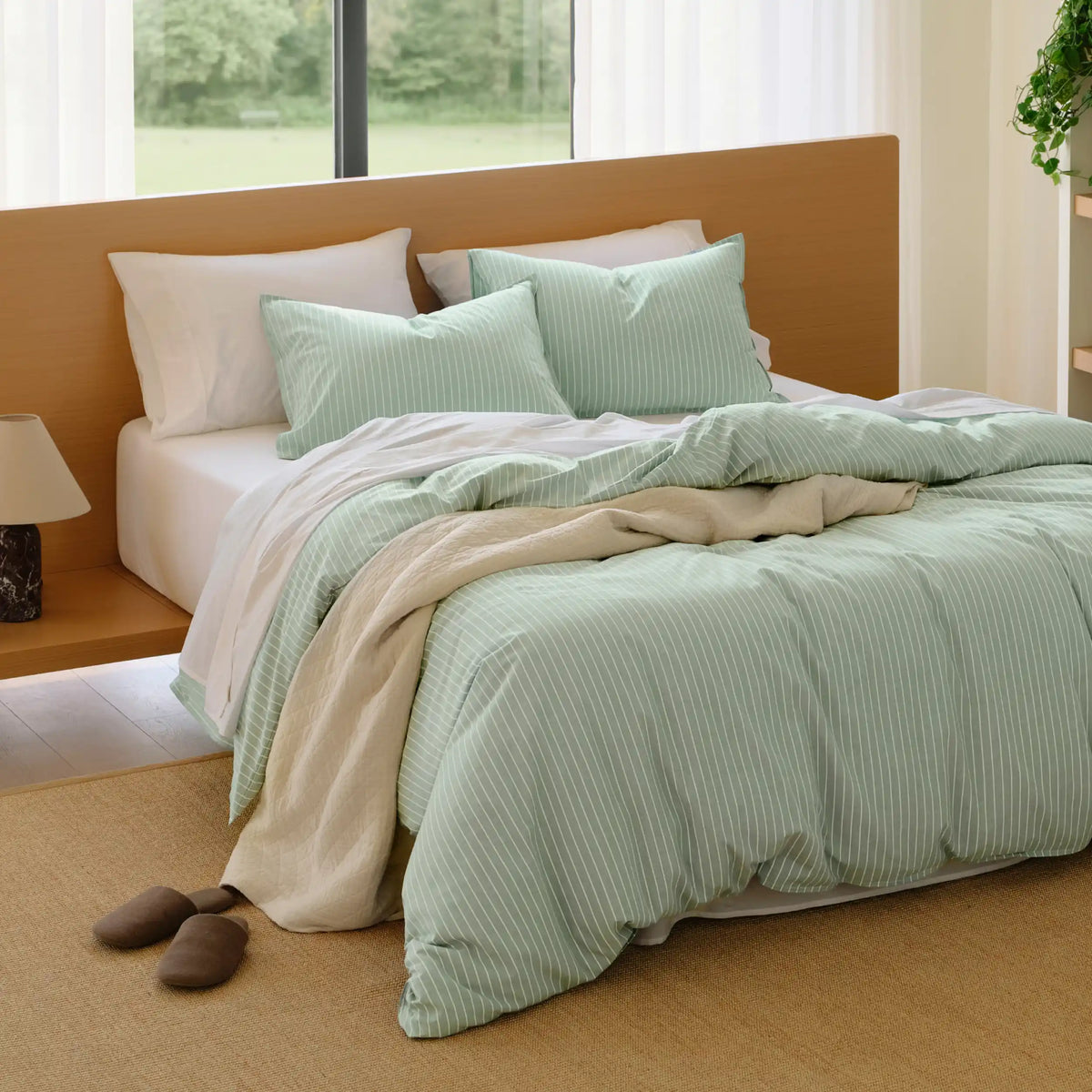 Washed Cotton Striped Duvet Cover Set