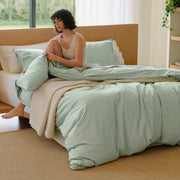 Washed Cotton Striped Duvet Cover Set