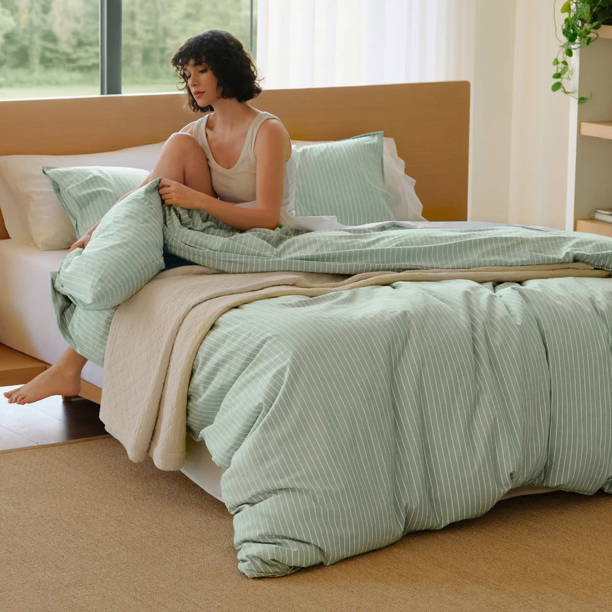 Washed Cotton Striped Duvet Cover Set