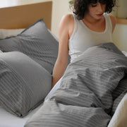 Washed Cotton Striped Duvet Cover Set