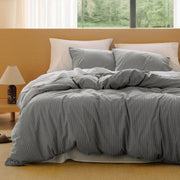 Washed Cotton Striped Duvet Cover Set