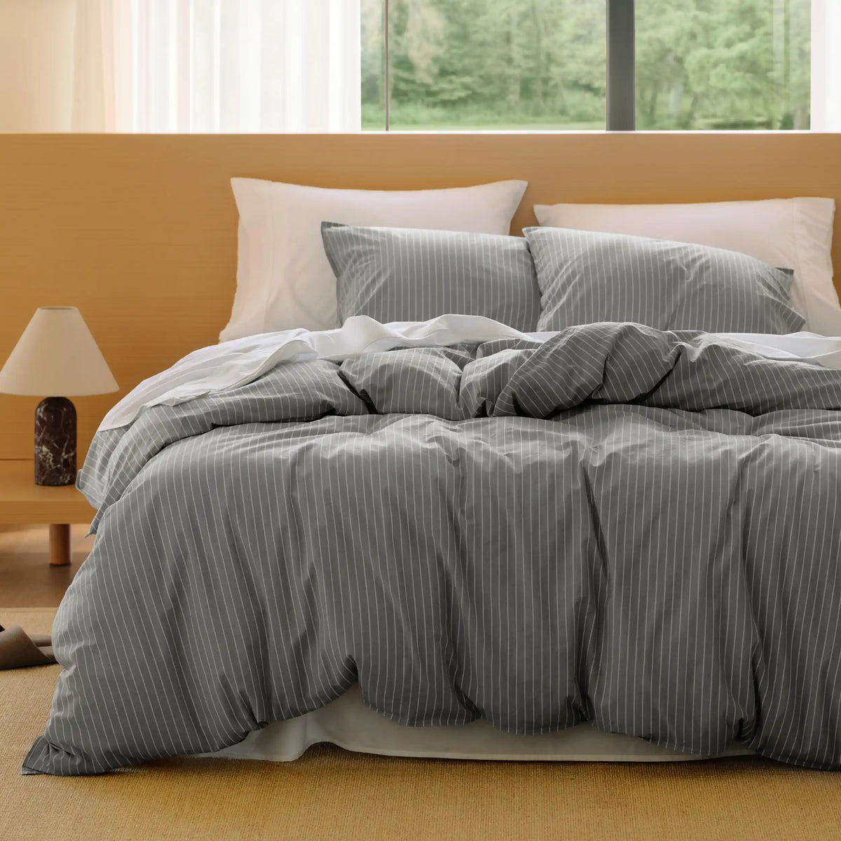 Washed Cotton Striped Duvet Cover Set