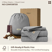 Washed Cotton Striped Duvet Cover Set