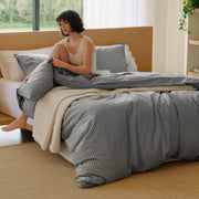 Washed Cotton Striped Duvet Cover Set