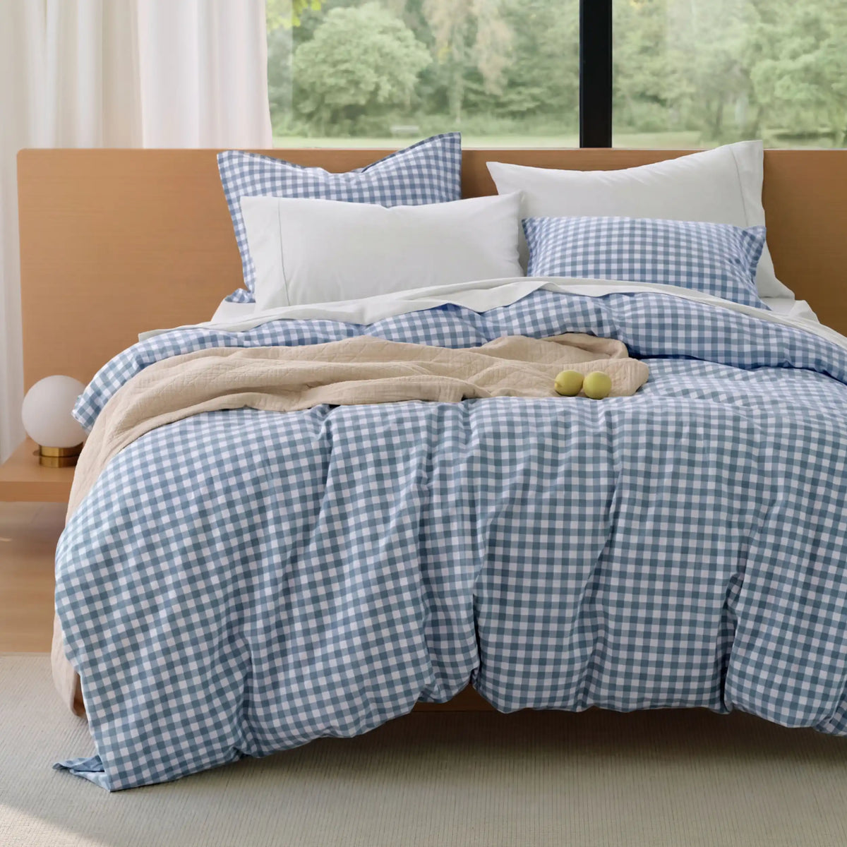 Washed Cotton Gingham Duvet Cover Set