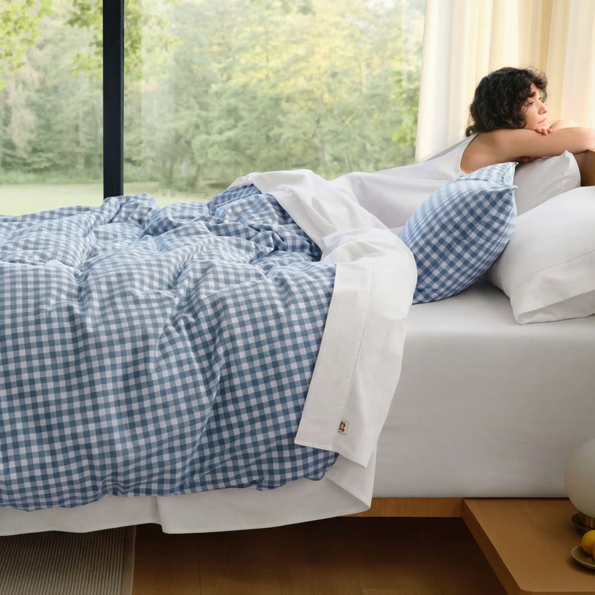 Washed Cotton Gingham Duvet Cover Set