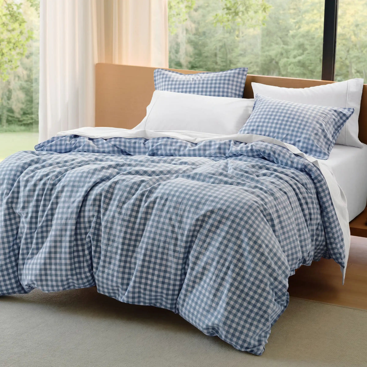 Washed Cotton Gingham Duvet Cover Set
