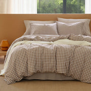 Washed Cotton Gingham Duvet Cover Set