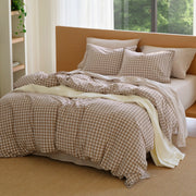 Washed Cotton Gingham Duvet Cover Set