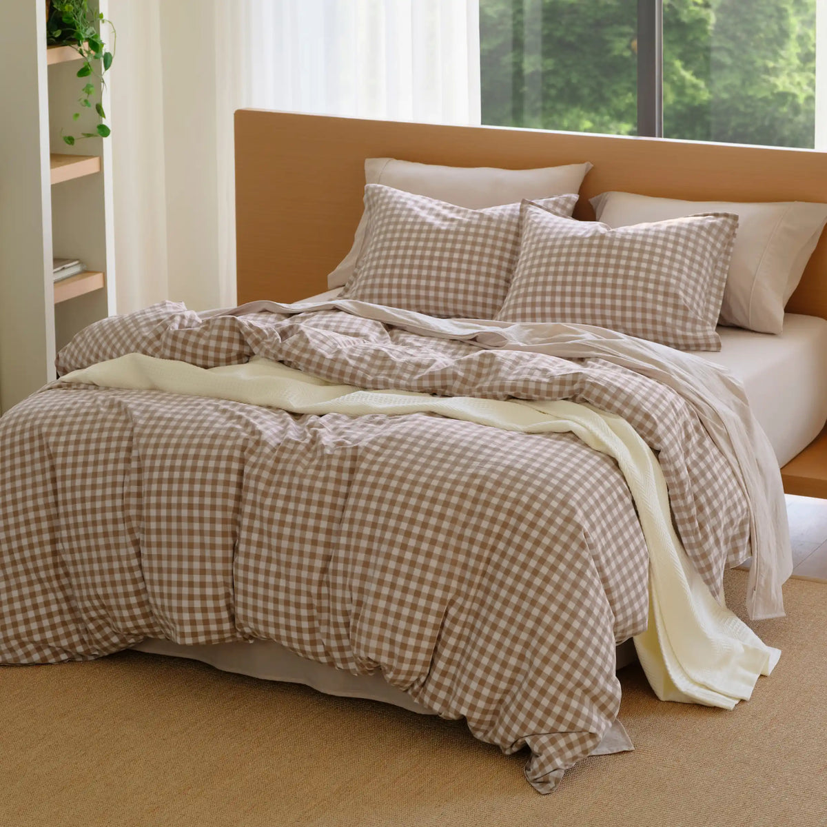 Washed Cotton Gingham Duvet Cover Set
