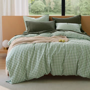 Washed Cotton Gingham Duvet Cover Set