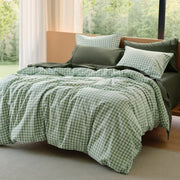 Washed Cotton Gingham Duvet Cover Set