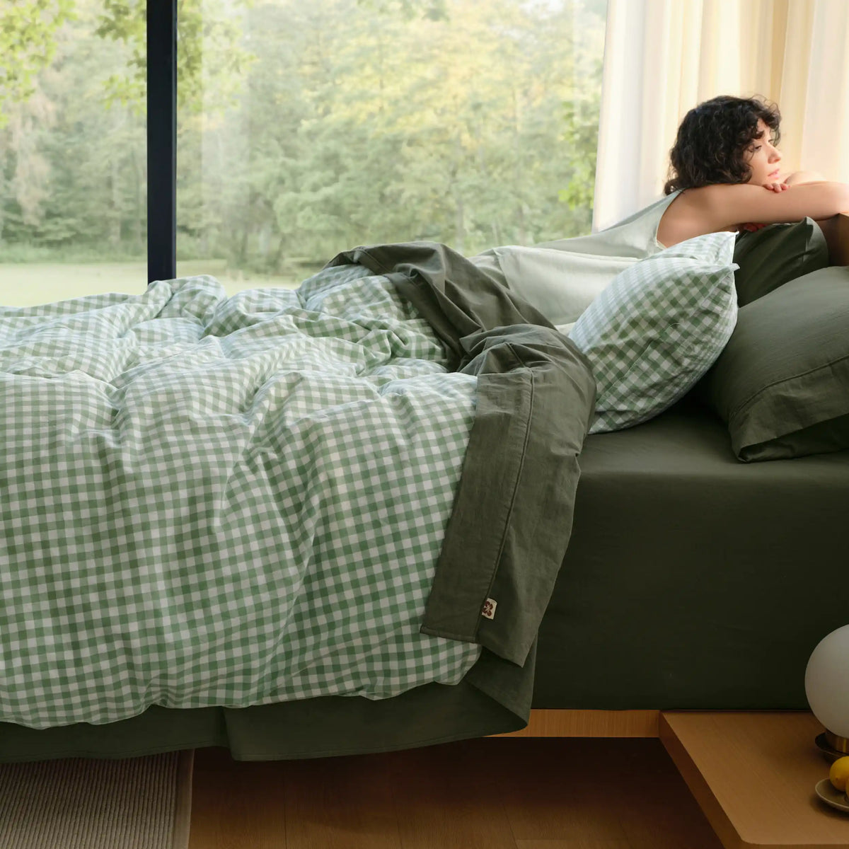 Washed Cotton Gingham Duvet Cover Set
