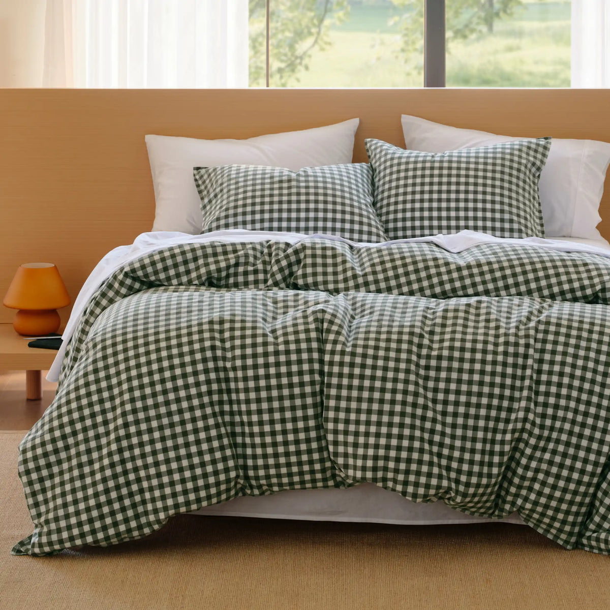 Washed Cotton Gingham Duvet Cover Set