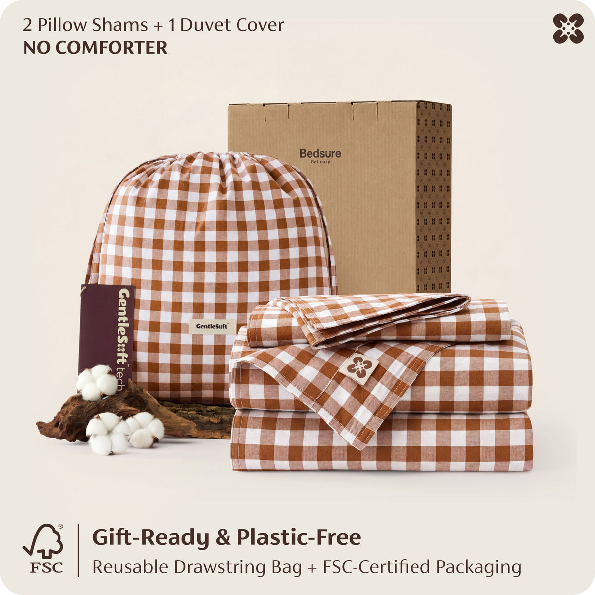Washed Cotton Gingham Duvet Cover Set