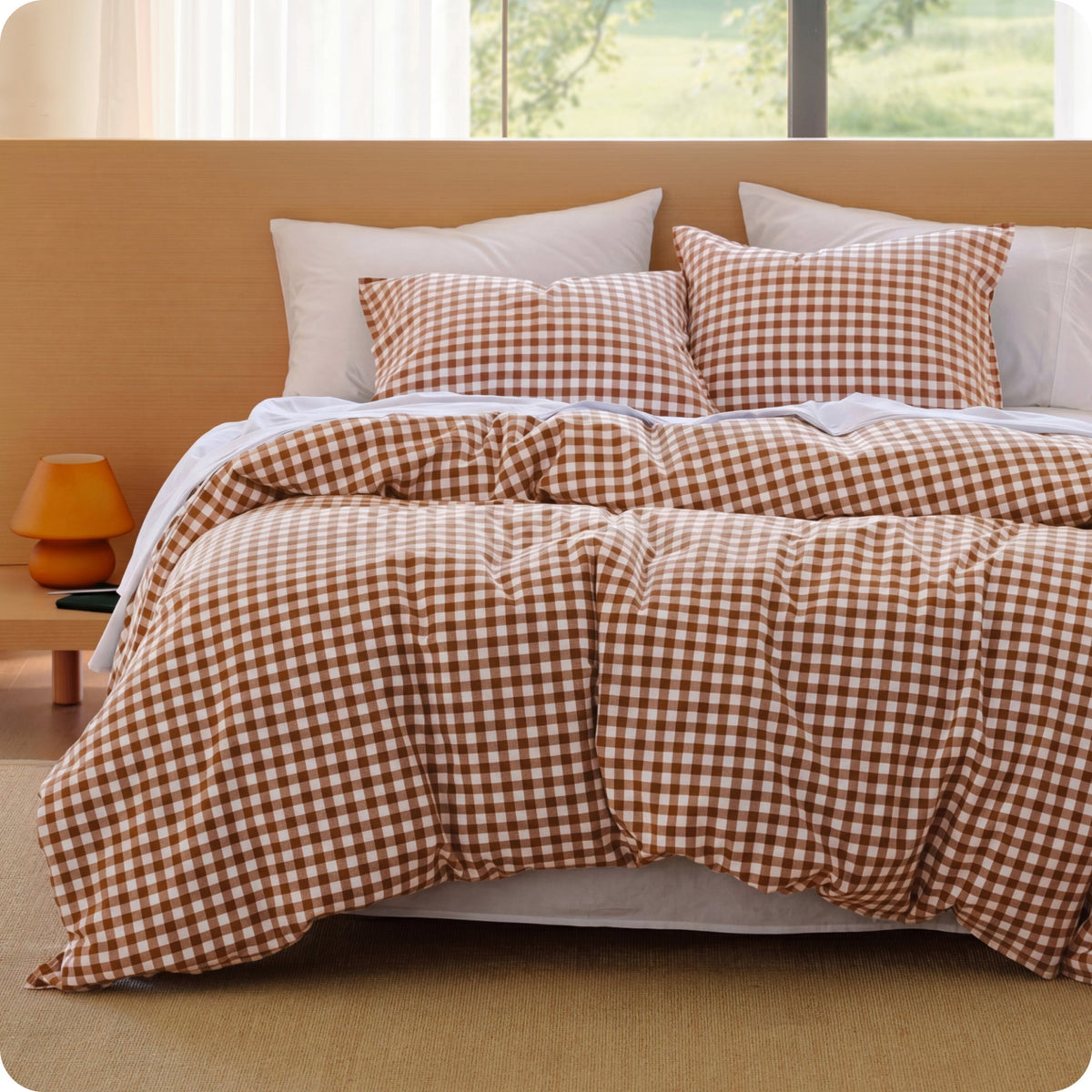 Washed Cotton Gingham Duvet Cover Set