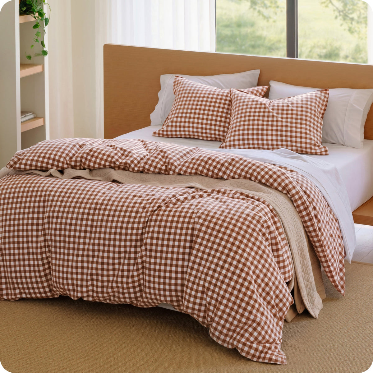 Washed Cotton Gingham Duvet Cover Set