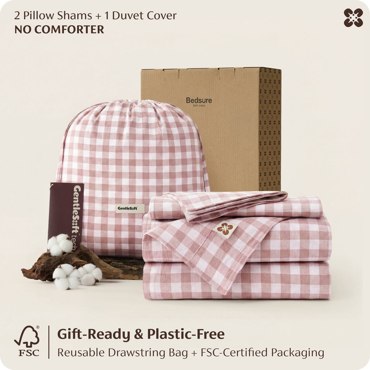 Washed Cotton Gingham Duvet Cover Set