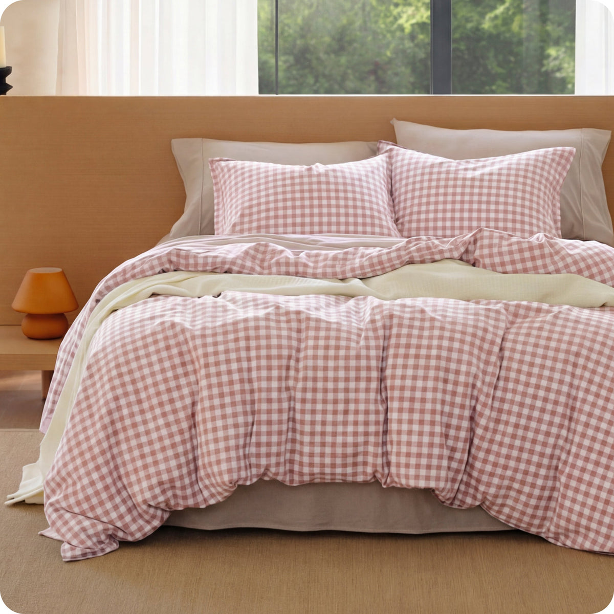 Washed Cotton Gingham Duvet Cover Set