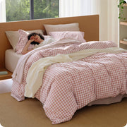 Washed Cotton Gingham Duvet Cover Set