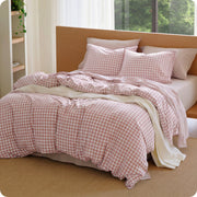 Washed Cotton Gingham Duvet Cover Set