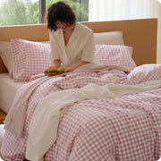 Washed Cotton Gingham Duvet Cover Set