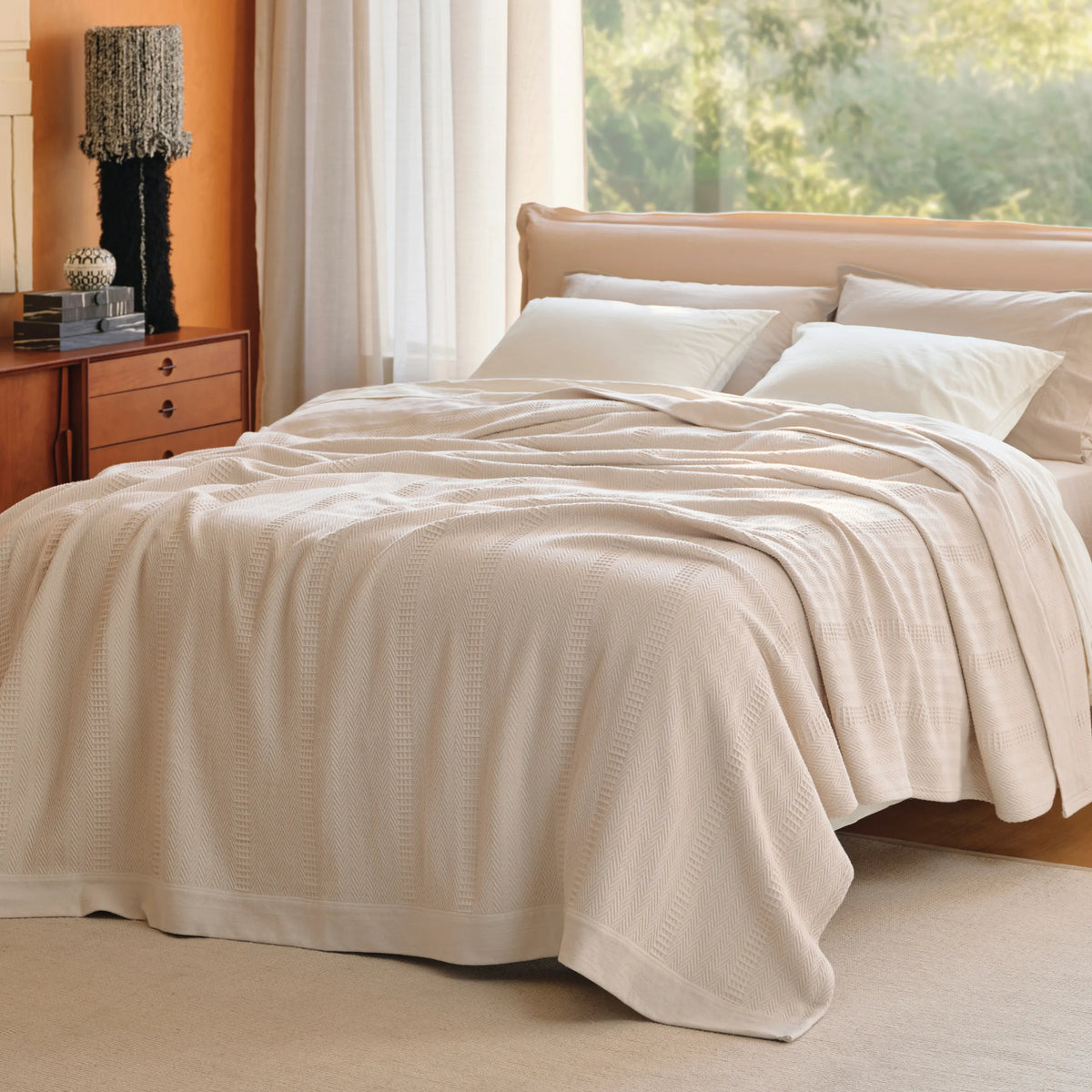 Organic Cotton Waffle Herringbone Blanket